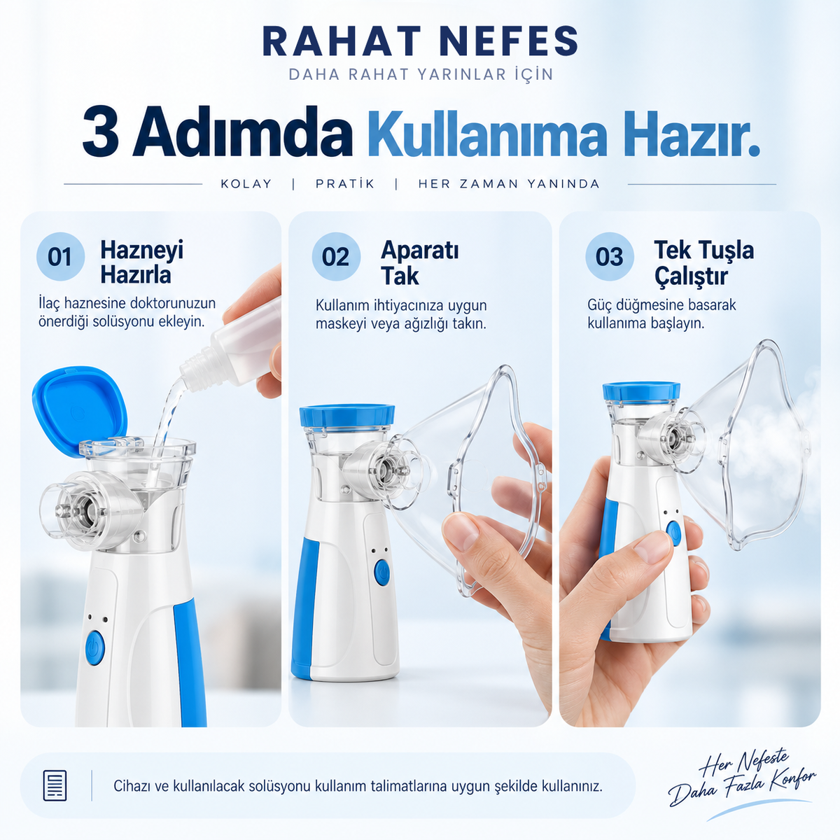 Rahat Nefes Taşınabilir Mesh Nebülizatör